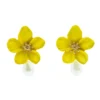 Alamour The Label Adele Yellow Flower Pearl Studs NEW ARRIVALS