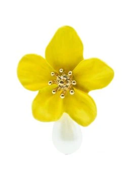 Alamour The Label Adele Yellow Flower Pearl Studs NEW ARRIVALS