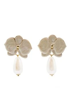 Alamour The Label NEW ARRIVALS Mia Flower Stud With Pearl Drop Earrings