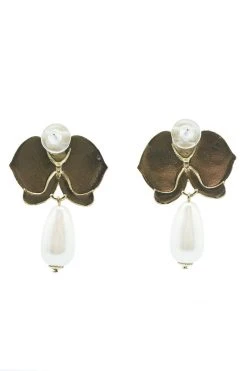 Alamour The Label NEW ARRIVALS Mia Flower Stud With Pearl Drop Earrings