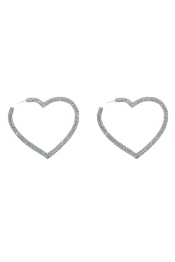 Alamour The Label Gaia Silver Crystal Heart Hoop Earrings