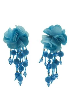 Alamour The Label Shailee Blue Flower Drop Earrings NEW ARRIVALS