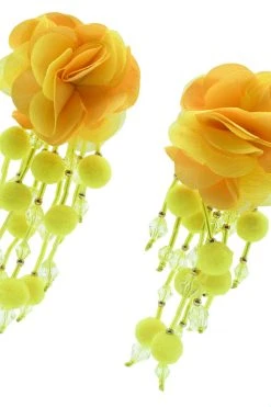 Alamour The Label Shailee Yellow Flower Drop Earrings