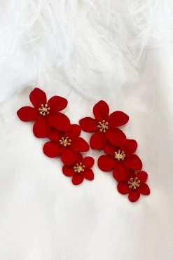 Alamour The Label Carola Red Multi Flower Earrings