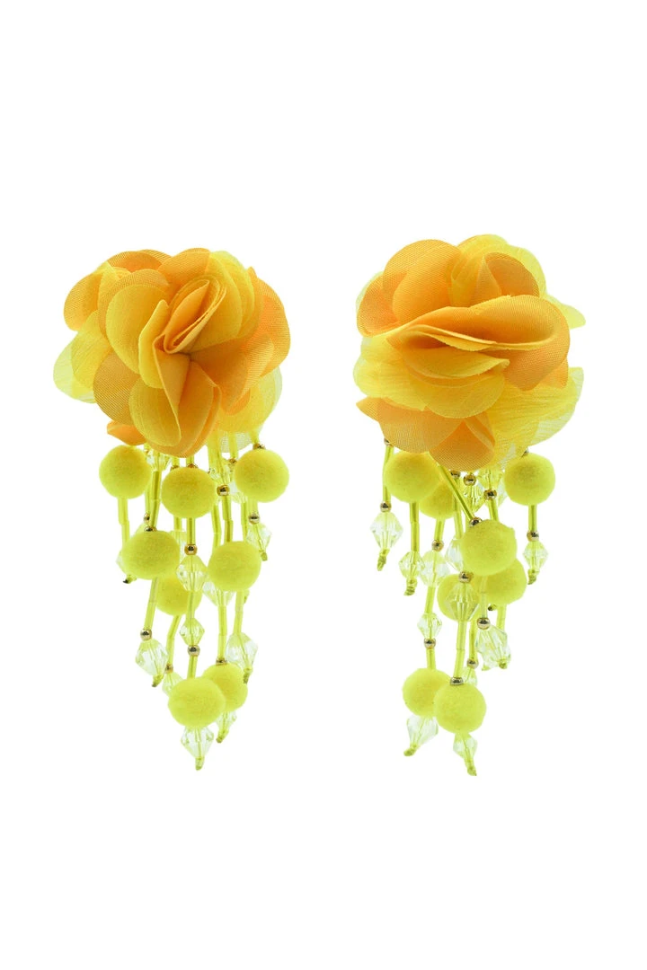 Alamour The Label Shailee Yellow Flower Drop Earrings Alamour The Label Shailee Yellow Flower Drop Earrings