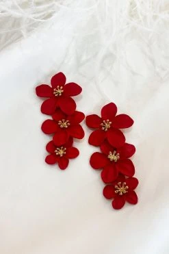 Alamour The Label Carola Red Multi Flower Earrings