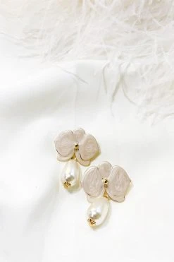 Alamour The Label NEW ARRIVALS Mia Flower Stud With Pearl Drop Earrings
