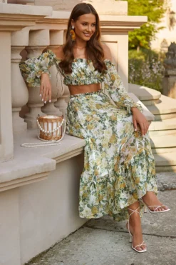 Alamour The Label Fleur Floral Yellow Roses Midi Set DRESSES