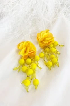 Alamour The Label Shailee Yellow Flower Drop Earrings 3 Alamour The Label Shailee Yellow Flower Drop Earrings