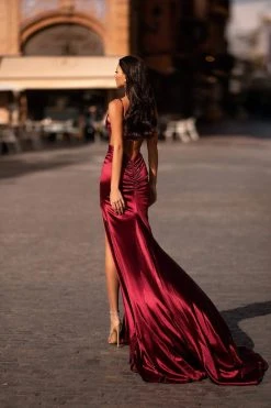 Alamour Made-To-Order Estela Satin Gown - Burgundy 5 Alamour Made-To-Order Estela Satin Gown - Burgundy