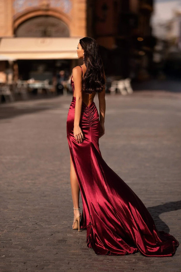 Alamour Made-To-Order Estela Satin Gown - Burgundy Alamour Made-To-Order Estela Satin Gown - Burgundy