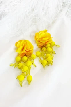 Alamour The Label Shailee Yellow Flower Drop Earrings 5 Alamour The Label Shailee Yellow Flower Drop Earrings