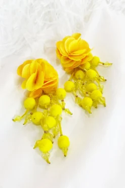Alamour The Label Shailee Yellow Flower Drop Earrings 6 Alamour The Label Shailee Yellow Flower Drop Earrings