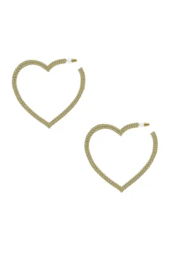Alamour The Label Gaia Gold Crystal Heart Hoop Earrings
