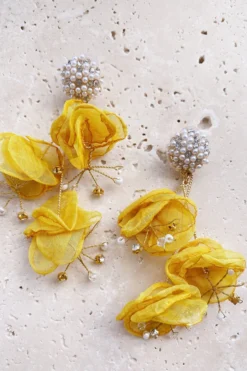 Alamour The Label Emilita Yellow Petal Earrings