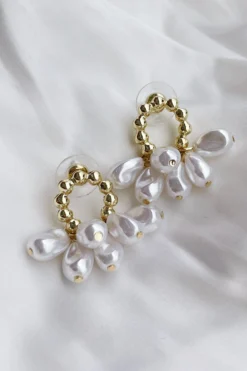 Alamour The Label Agnes Pearl Drop Earrings With Gold Details