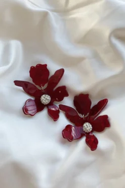 Alamour The Label Luna Burgundy Flower Earrings