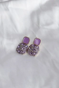 Alamour The Label Cassidy Lilac Diamante Studs Earrings