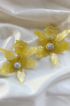 Alamour The Label Luna Yellow Flower Earrings