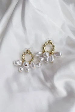 Alamour The Label Agnes Pearl Drop Earrings With Gold Details