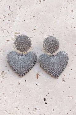Alamour The Label Dounia Silver Heart Earrings