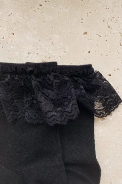 Alamour The Label Black Cotton Lace Frill Socks