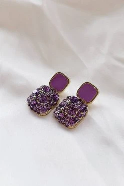 Alamour The Label Cassidy Lilac Diamante Studs Earrings