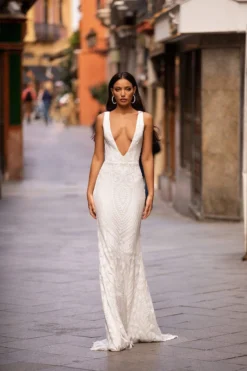 Alamour Made-To-Order Estera Sequin Gown - White Made-To-Order Gowns