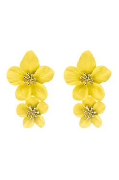 Alamour The Label NEW ARRIVALS Emma Yellow Double Flower Studs