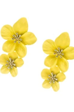 Alamour The Label NEW ARRIVALS Emma Yellow Double Flower Studs