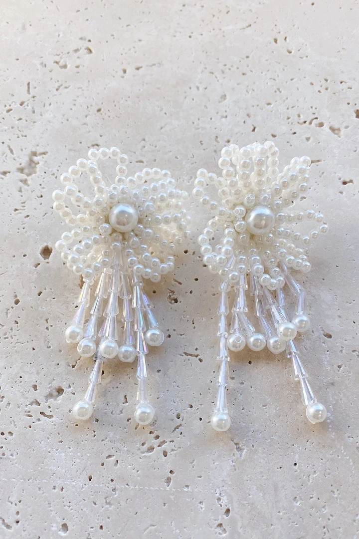 Alamour The Label Evie Pearl Flower Statement Earrings Alamour The Label Evie Pearl Flower Statement Earrings