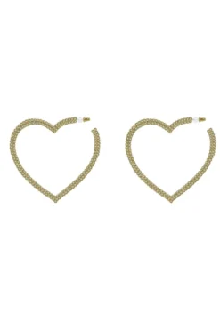 Alamour The Label Gaia Gold Crystal Heart Hoop Earrings