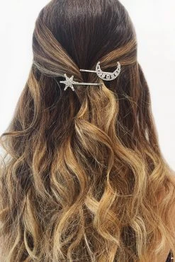 Alamour The Label Silver Star Diamante Hair Pin Hair Accessories