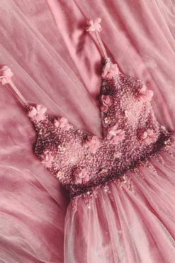 Alamour Made-To-Order Made-To-Order Gowns Jalicia Beaded Tulle Gown - Dusty Pink