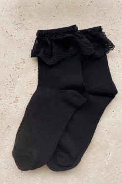 Alamour The Label Black Cotton Lace Frill Socks