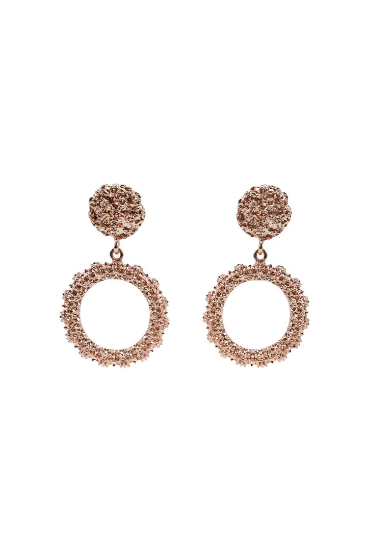 Alamour The Label Felicity Rose Gold Textured Circle Drop Earrings 1 Alamour The Label Felicity Rose Gold Textured Circle Drop Earrings