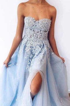 Alamour Made-To-Order Estafania Beaded Tulle Gown - Baby Blue A-Line Gowns 9 Alamour Made-To-Order Estafania Beaded Tulle Gown - Baby Blue A-Line Gowns