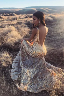 Alamour Made-To-Order Fitted Gowns Kimora Sequin Gown - Gold