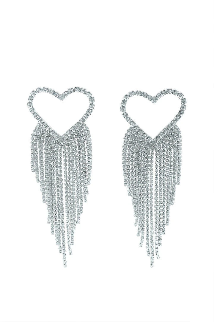 Alamour The Label Latika Silver Heart Drop Earrings Alamour The Label Latika Silver Heart Drop Earrings