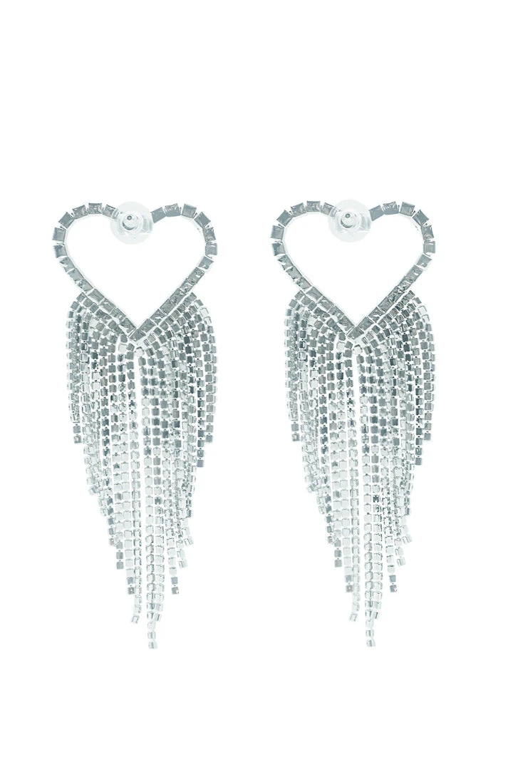 Alamour The Label Latika Silver Heart Drop Earrings Alamour The Label Latika Silver Heart Drop Earrings