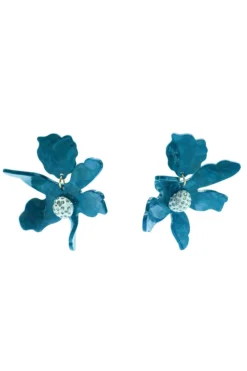 Alamour The Label Luna Teal Flower Statement Earrings